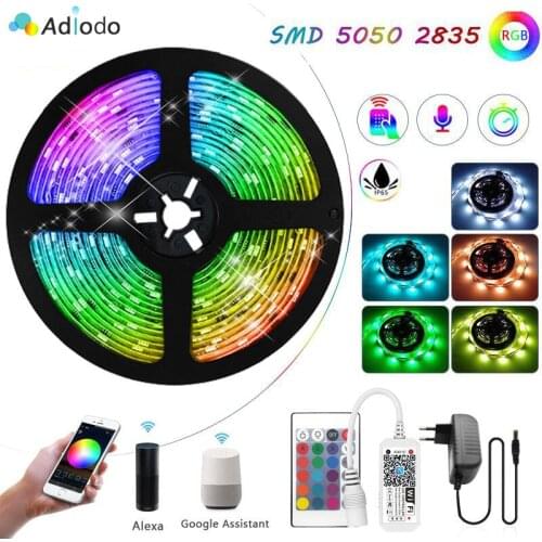 RGB LED Strip Lights 5050 2835 5M 10M 15M SMD Wifi Flexible DC12V Room Decoration Compatible With Alexa Google Christmas Lights