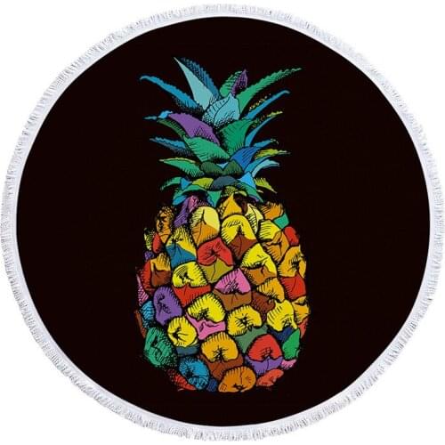 Thick Microfiber Round Beach Towel Pineapple Shower Bath Towels Summer Circle Yoga Mat Tassel Toalla de playa serviette de plage