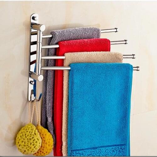 Vidric New brief 2-5 Swivel Towel Bars Copper Wall Mounted Bathroom Towel Rail Rack Bathroom Towel Holder Chrome Towel Hanger