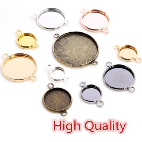 High Quality 10mm 12mm 14mm 16mm 18mm 20mm 25mm Inner Size Double Loops Brass Cabochon Base Cameo Setting Charms Pendant
