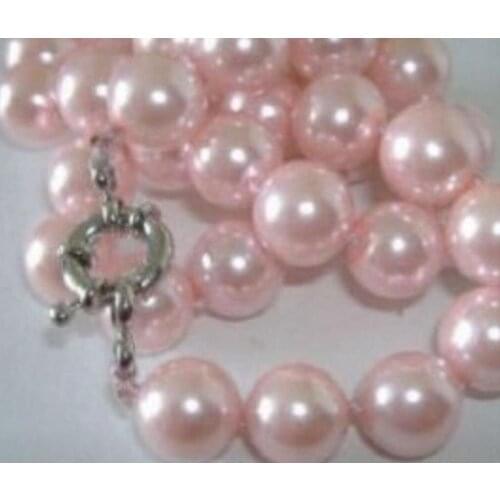 Jewelry hot-selling Comeliness AAA 10mm pink shell pearl necklace 18"