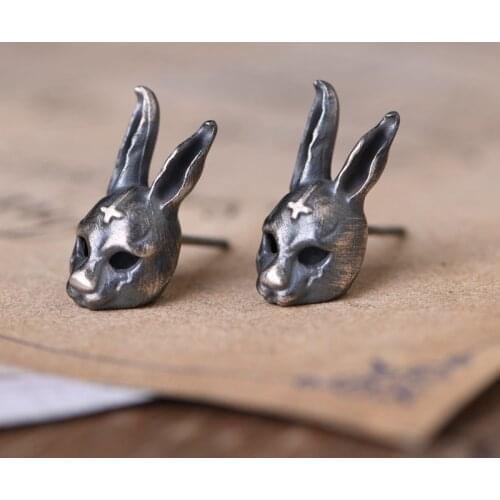 Rabbit Silver Stud Earrings 2020 Trend Jewelry for Women Earrings 925 Gifts for Women Vintage Pendientes One Pair Unusual