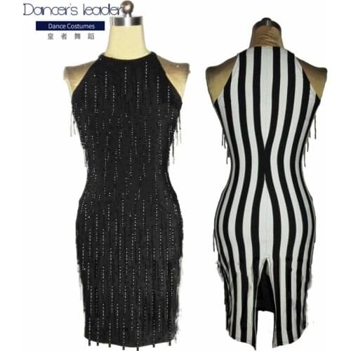 2020 Top Sale Latin Dance Dresses For Women Black Lace Club Party Dancer Singer Entertainer Fringe Tassel Black Dress