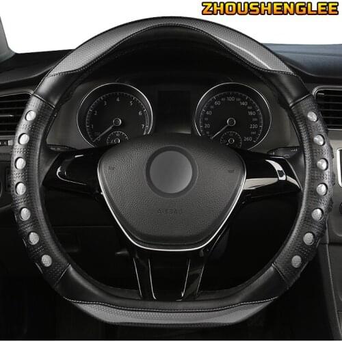 ZHOUSHENGLEE Microfiber Leather Car Steering Wheel Cover For Suzuki Vitara Swift Jimny SX4 S Cross Dzire Celerio Ertiga APV