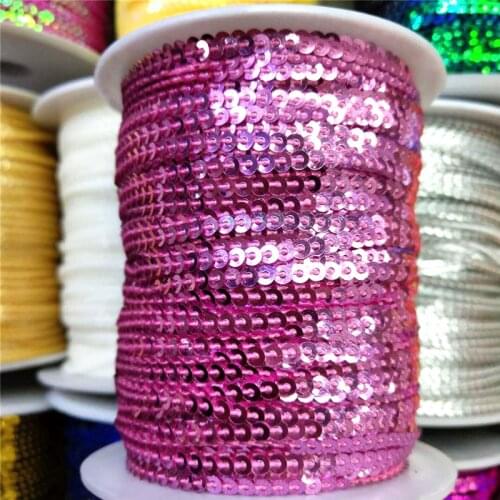 10 Yards 3mm Sequins Trim Sewing For Crafts Pailletten Ribbon Flake String Spangle DIY Sewing Garment Bags Shoes Accessory Pink