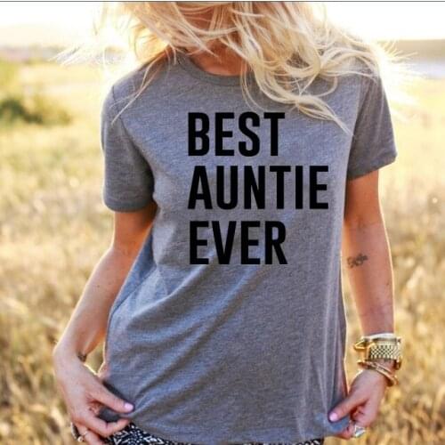 2018 BEST AUNTIE EVER Womens Letter Print T-Shirt Casual Cotton tops slogan fashion tees harajuku grunge aesthetic girl tshirt