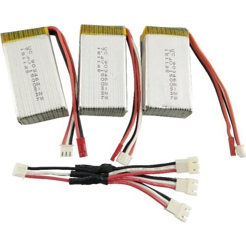 3pcs 7.4V 1500Mah 25C+1 to 3 Lipo Battery WLtoys V913 2.4G Remote controlled aircraft Helicopter Battery