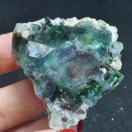 40.4gNatural dream green fluorite, mica, brass mineral specimen aura HEALING CRYSTAL QUARTZ GEM teaching home decoration