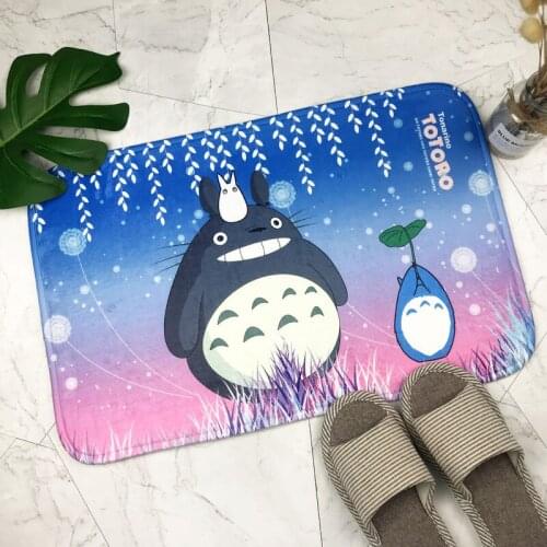 40*60cm Cartoon Totoro Cat Washable Doormat Kitchen Rugs Bedroom Carpet Soft Plush Anti-slip Floor Mat Cute Foot Pad Home Decor