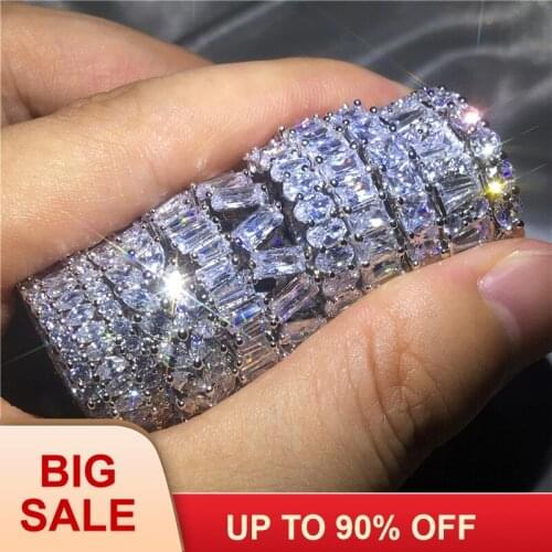 9 Styles Brand Finger ring AAAAA Cz Sona Stone Silver color Engagement wedding band ring for women men Finger Jewelry