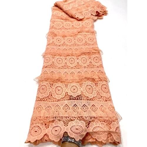 African Lace Fabric Nigerian Lace Tulle Lace 5Yards Nigerian French Water Soluble Cord Lace Fabric For Wedding Party Dress D5011