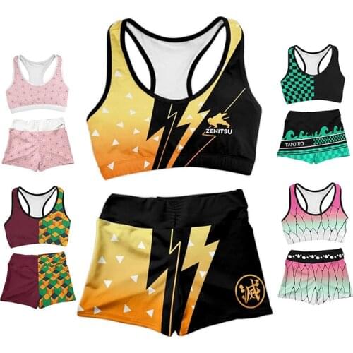 Anime Demon Slayer Agatsuma Zenitsu Sportswear Cosplay Costumes Sexy Swimsuit Teens Shirt Sweatpants Beach Shorts Swimming Pants