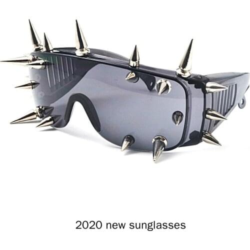 Oversized Fashion Square Sunglasses Women New Mirror Men Shades Glasses Luxury Metal Rivet Trend Unique Female Eyewear NX