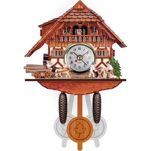 Vintage Clock Nordic Style Home Decoration Wooden Wall Clocks Ornament Forest House Retro Hanging For Living Room Bedroom