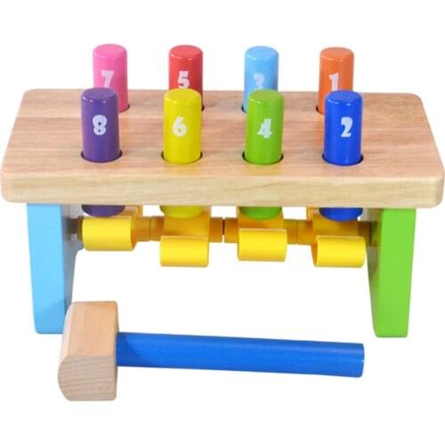 Montessori Children Wooden Hammer Bench Play Set Early Educational Toy Gifts