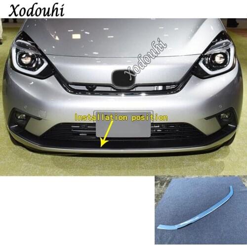 For Honda Fit Jazz 2020 2021 Car Body Cover Bumper ABS Chrome Trim Front Protection Bar Bottom Grid Grill Grille Frame Edge