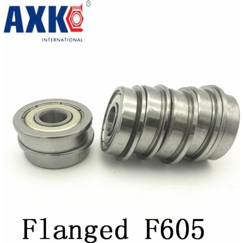 Axk F605zz Flange Bearing 5x14x5 Mm Abec-1 ( 10 Pcs ) F605 Z Zz Flanged Ball Bearings