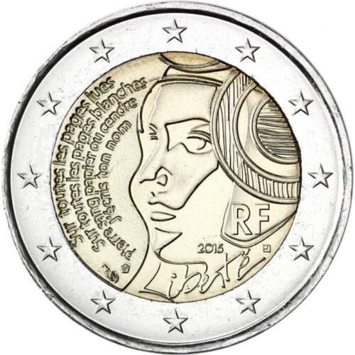 France 225th Anniversary of Union Day 2015 2 Euro Real Original Coins True Euro Collection Commemorative Coin Unc
