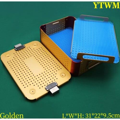 Nasal surgery tool sterilization box golden aluminum alloy double-layer placement nasal plastic surgery tool instrument box