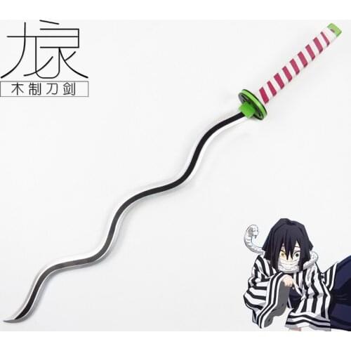 Anime Demon Slayer: Kimetsu No Yaiba Iguro Obanai Cosplay Prop Wooden Sword for Halloween Christmas Party Masquerade Anime Shows