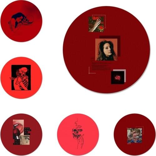 Red Doodles Aesthetics Quotes Icons Pins Badge Decoration Brooches Metal Badges For Backpack Decoration