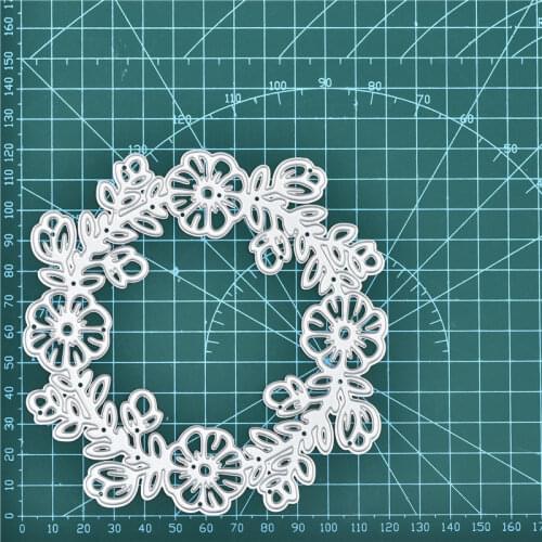 YaMinSanNiO Flower Wreath Metal Cutting Dies Scrapbooking Album Embossing Stencil Die Cut Card Making Circle Flower Craft Dies
