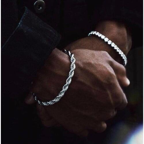 Trendy New 4mm Twisted Rope Chain Metal Bracelets for Women Men Gold Silver Color Minimalist Bracelet Hip-hop Jewelry Gift