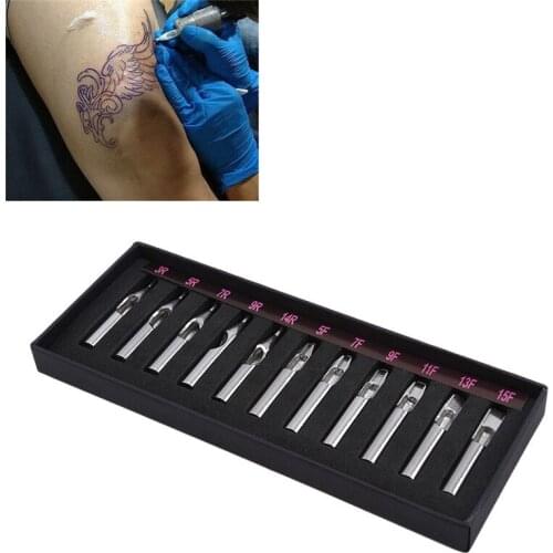 1Set Stainless Steel Tattoo Tips Kit Nozzle 11 Sizes Assorted Tattoo Mixed Tips For Tattoo Needles & Machine
