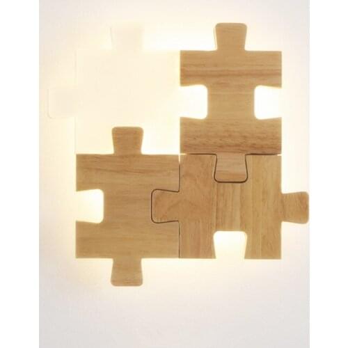 Nordic Loft Log Bedside Wall Light Creative Jigsaw Aisle Kids Room Study LED Wall Lamp Fixtures Free Shipping