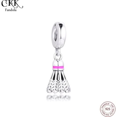 Genuine 925 Sterling Silver Badminton Birdie Dangle Charms Fits Pandora Bracelet Metal Beads for Jewelry Making Bijoux 2020