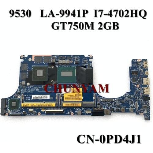 NEW GT750M 2GB FOR DELL XPS 15 9530 Laptop Motherboard VAUB0 LA-9941P I7-4702HQ CN-0PD4J1 PD4J1 Mainboard 100%Tested