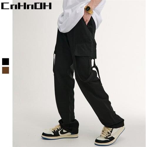 CnHnOH Spring And Summer New Trendy Brand Retro Creative Multi-Pocket Overalls Chic Simple Casual Trousers Men A508