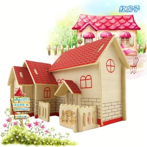 New DIY 3D wooden Puzzle Jigsaw Baby toy Kid Early learning house Construction pattern gift Children Brinquedo Educativo Houses
