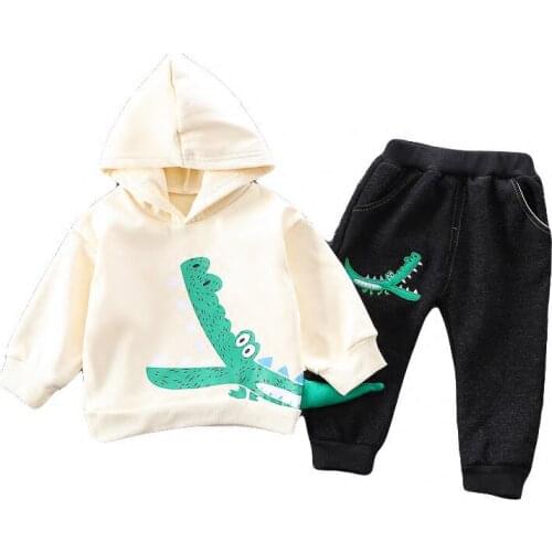 Autumn Winter Baby Girl Plus Cashmere Clothes New Children Boys Cartoon Hoodies Pants 2Pcs/sets Kids Costume Toddler Tracksuits