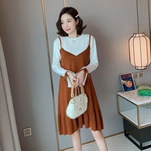 Autumn Fashion Nursing Maternity Sweaters Dress Pregnant Women Sweater O-Neck Winter Breastfeeding Dress Elastic Nursing Sweater