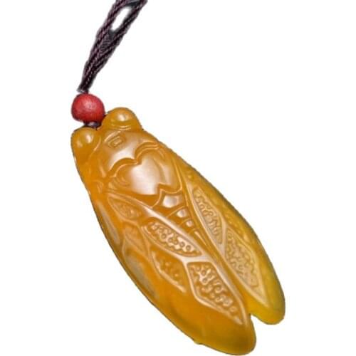 Natural Agate Pendant Topaz chalcedony jade cicada pendant jade necklace
