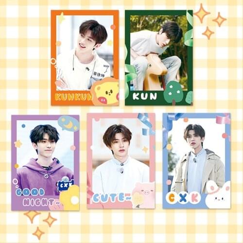 Cai Xukun Peripheral Color Polaroid 1 Set of 5 Small Cards Cuckoo Card Photo Same Paragraph Collection Support Decor