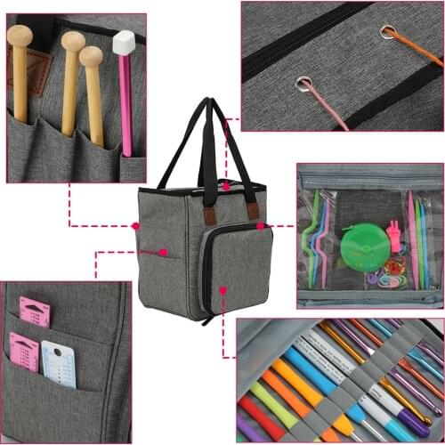 Portable Knitting Bag Wool Crochet Hooks Thread Yarn Storage Bag Sewing Needles Organizer Sewing Accessories