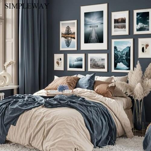 Nature Fog Forest Canvas Poster Nordic Sunrise Mountain Wall Print Landscape Art Painting Abstract Picture Modern Home Decor