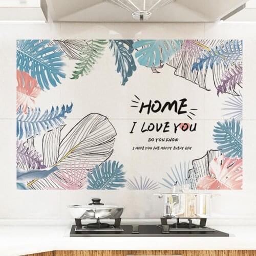 Anti-oil Heat Resistant Home Letter Leaf Pattern Wall Tile Sticker Self-Adhesive Kitchen Decal Home Decoration Posters