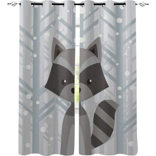 Luxury Curtains Winter Woods Raccoon Window Curtain Bedroom Kitchen Decor Items Window Curtains For Living Room