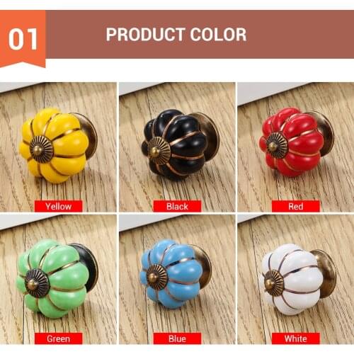Drawer Knobs Vintage Style Pumpkin Ceramic Handles with Screw Cupboard Door Handles Single Hole Cabinet Handles Furniture
