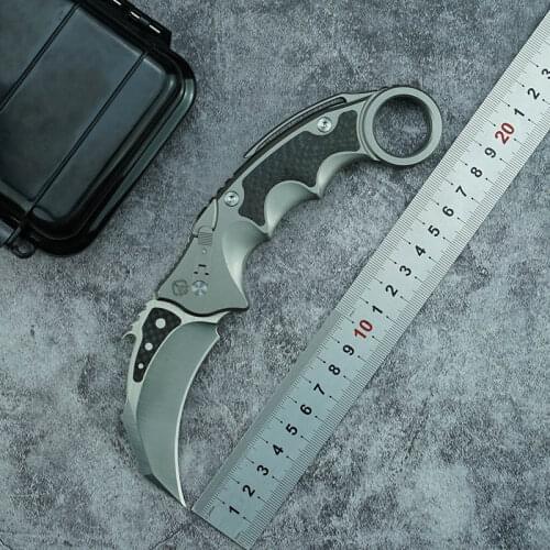 MG Flipper folding knife M390/Damas blade CF/Titanium alloy handle Outdoor camping survival kitchen fruit knife EDC tool