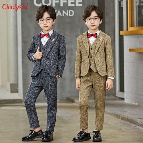 Boys Wedding Suit Jacket Kids Formal Tuxedo Dress Retro Clothes Sets Child Party Morning Coat Toddler Blazer Shirt Pant Costume