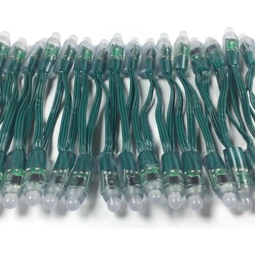 1000pcs wholesale Full Color DC12V 12mm WS2811 IC RGB Led Module String Green wire Waterproof IP68 Digital LED Pixel Light