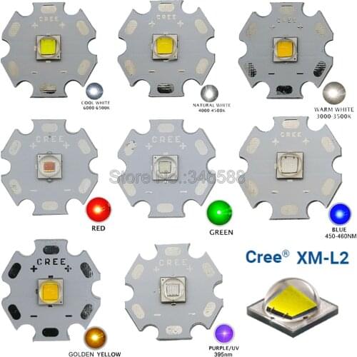 1PC CREE XML2 LED XM-L2 Diode T6 10W White Neutral Warm White Flashlight Chip Red Green Blue UV Yellow High Power LED Emitter