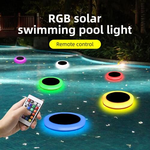 Led Swimming Pool Light IP68 Waterproof RGBW 24 Keys Remote Control Solar Floating Lamp For Home Party Decoration Pool Lights