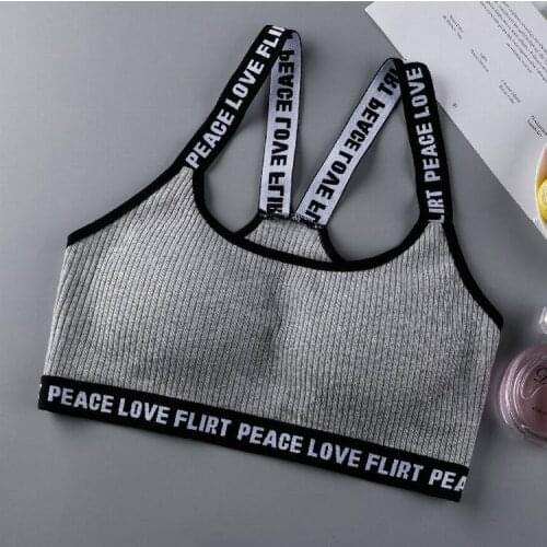 Teen Bras Free size Teenager Girl one-piece Letter Cute Bra Young Girl Training Bra sports bra Teen underwear