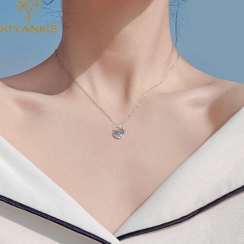 XIYANIKE New Fashion 925 Sterling Silver Party Necklace for Women Couples Elegant Cute Fish Pendant Clavicle Chain Party Jewelry