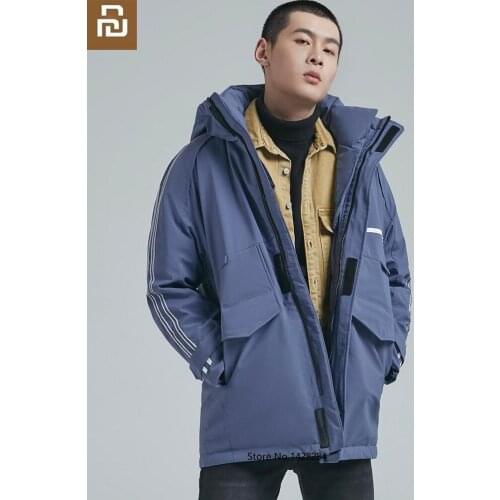 Youpin 90 Men Fashion Embroidery hooded down jacket 90% white duck down Level 4 waterproof Winter Warm Coat Outdoor windbreaker